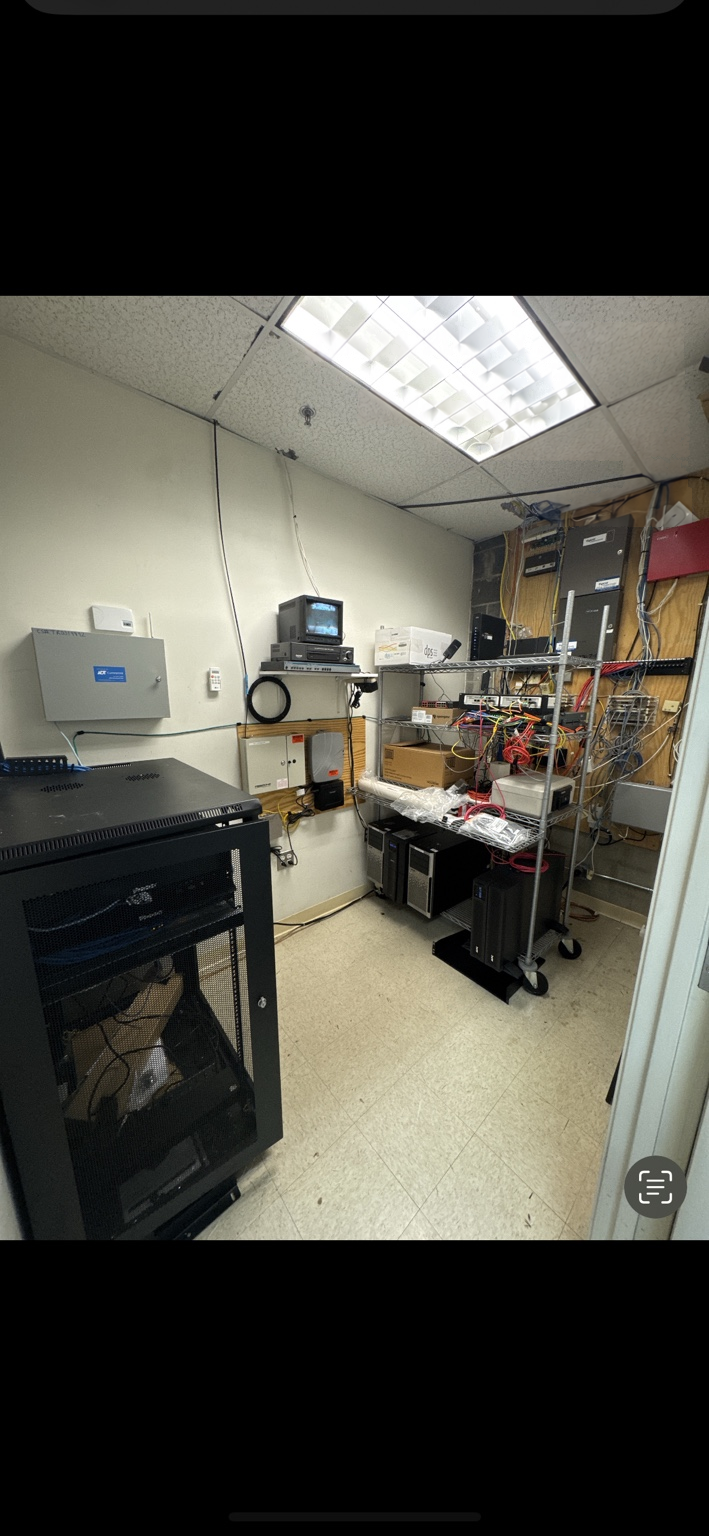 Network equipment and cabling before CTS rack organization work